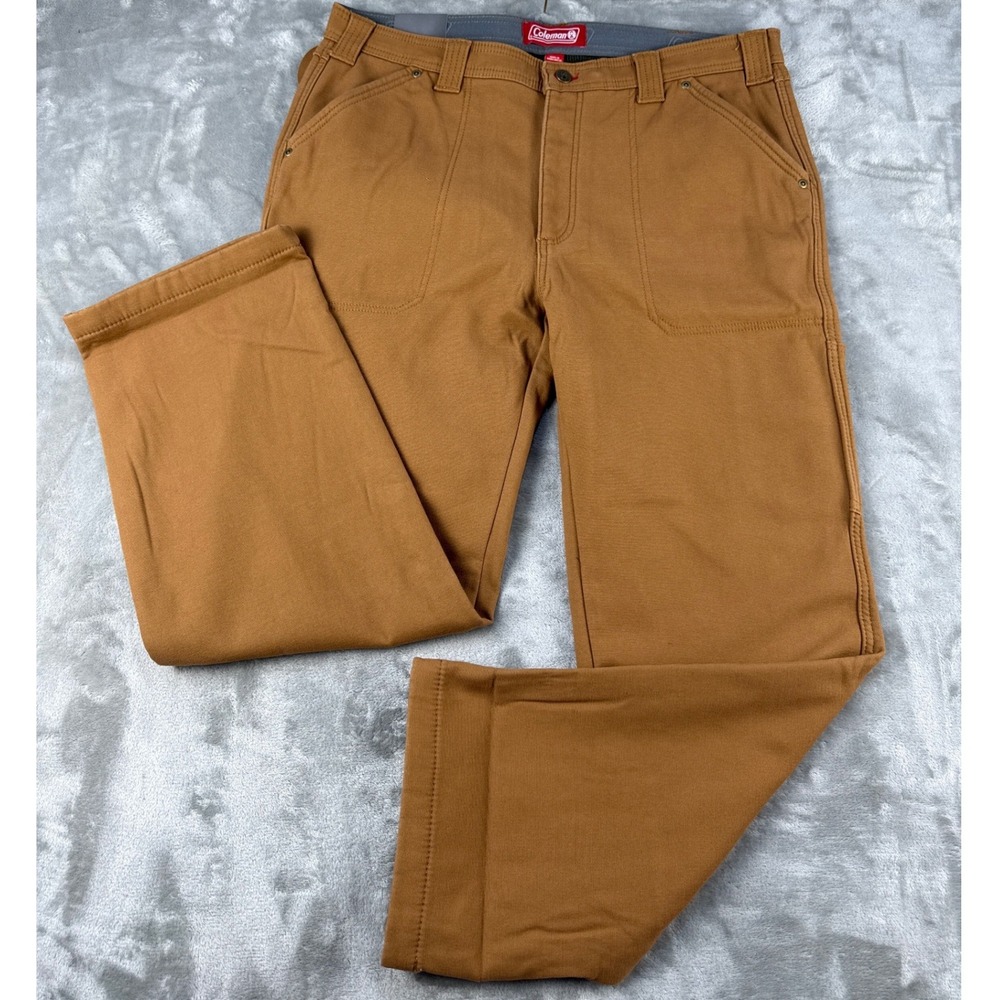 Coleman Utility Pants Mens 36x30 Toffee Fleece Lined Stretch NEW